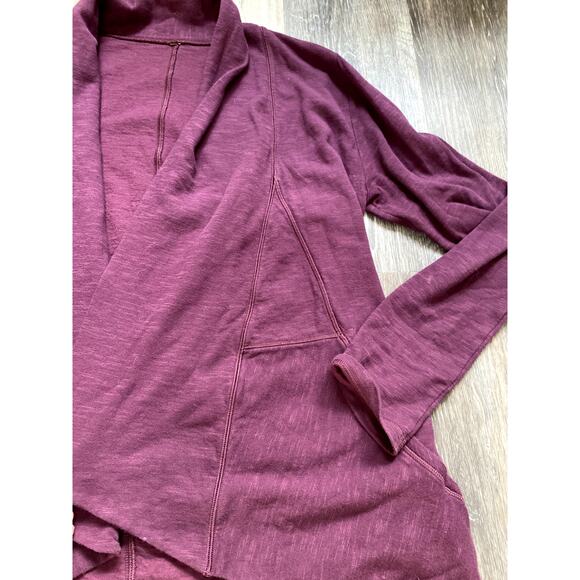 Lucy Cotton Burgundy Drape Cardigan Boho Cozy Heritage Minimalist Soft Norm Red - Picture 2 of 4